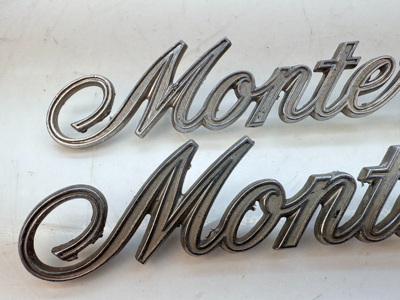 VINTAGE OEM 1971 1972 MERCURY MONTEREY PAIR SCRIPT EMBLEM BADGE E5-32