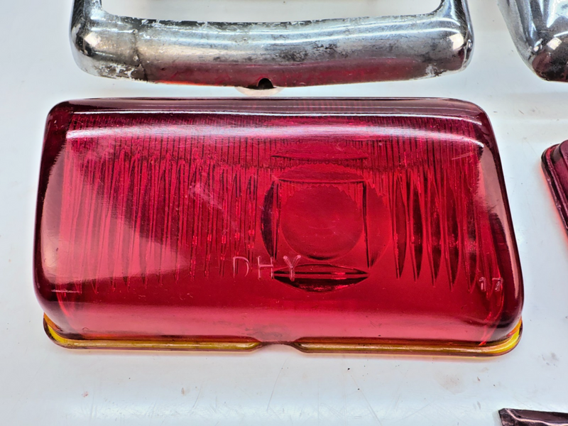 OEM 1946 1947 1948 DODGE DELUXE D24 Chrome Taillight Bezels & Red Glass B84-20