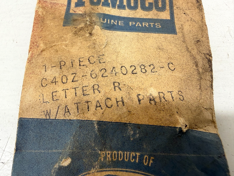 NOS 1964 1965 1966 FORD MUSTANG HOOD LETTER "R" EMBLEM C4OZ-6240282-C C67-137
