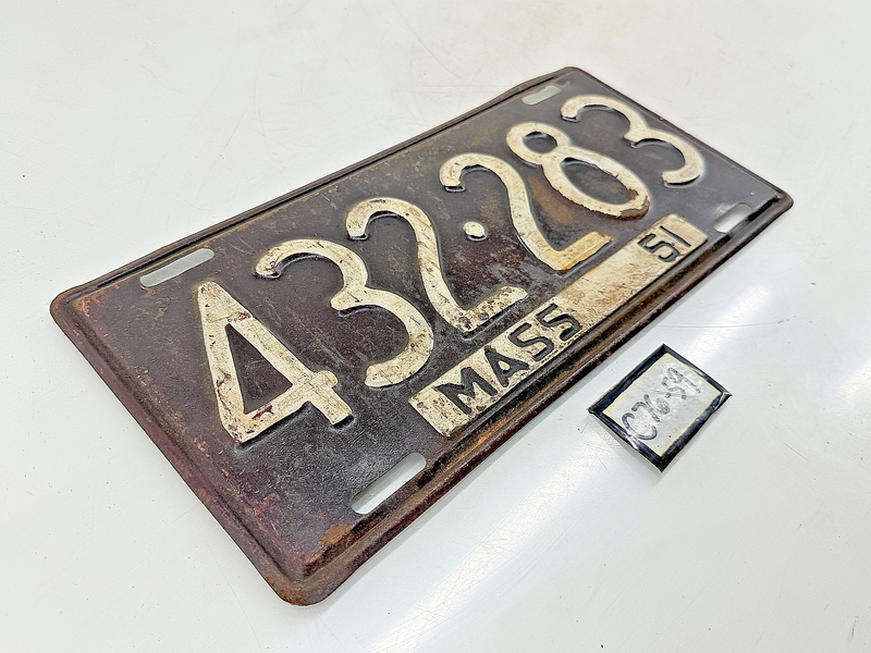 Orig. Paint 1951 432283 Massachusetts License Plate Sign MA 432-283 C76-59
