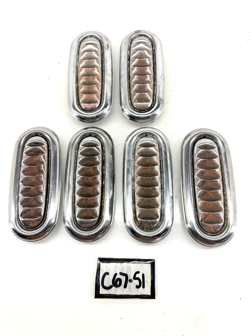 Vintage Chrome Oval AC Air Conditioning Interior Dash Hood Vent Louvers Rat Rod