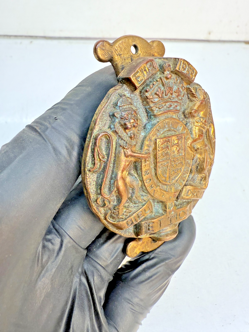 Rare Lion & Unicorn 1953 Dieu Et Mon Droit Brass Coronation Door Knocker B68-29