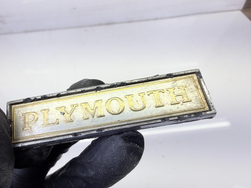 OEM Mopar 1976 - 1979 PLYMOUTH Metal Trunk Lid Emblem Mopar 3811445 E8-108