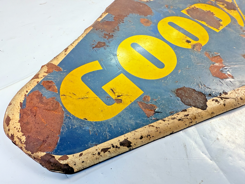 Vintage 1959 Goodyear Tires Gas Station Metal Sign 28" x 13.5" Chevy Ford Dodge