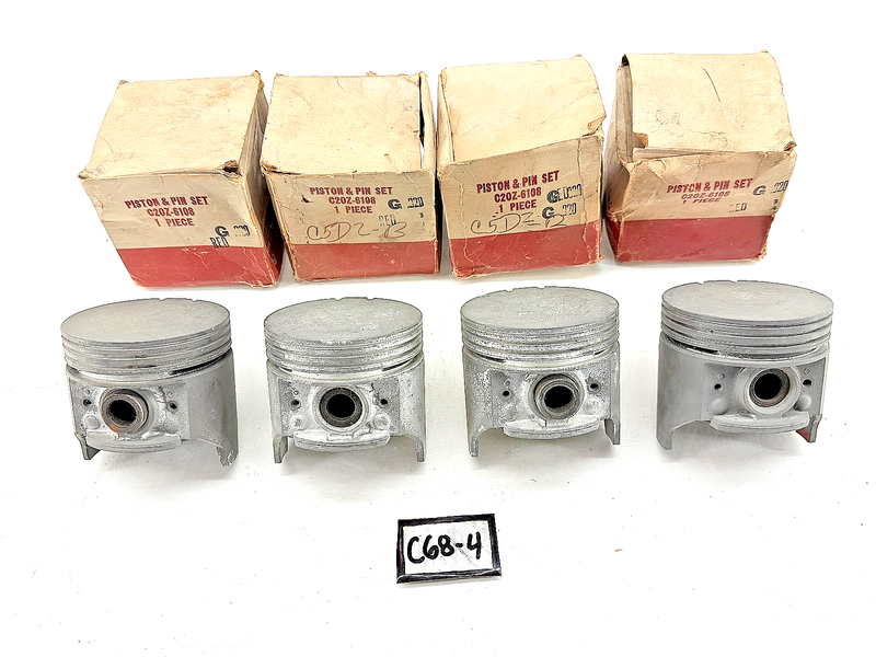 (4) NOS 1963 - 1985 Ford Mustang Mercury Cougar Piston & Pin Set D1AZ-6108 C68-4