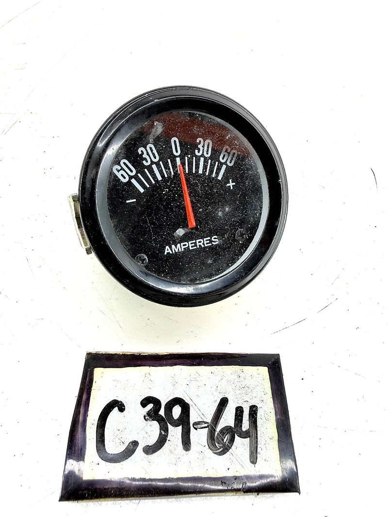 Vintage 1970s - 80s Jeep CJ Truck Ammeter 60 Amp Gauge 2 1/16 Black Bezel C39-64