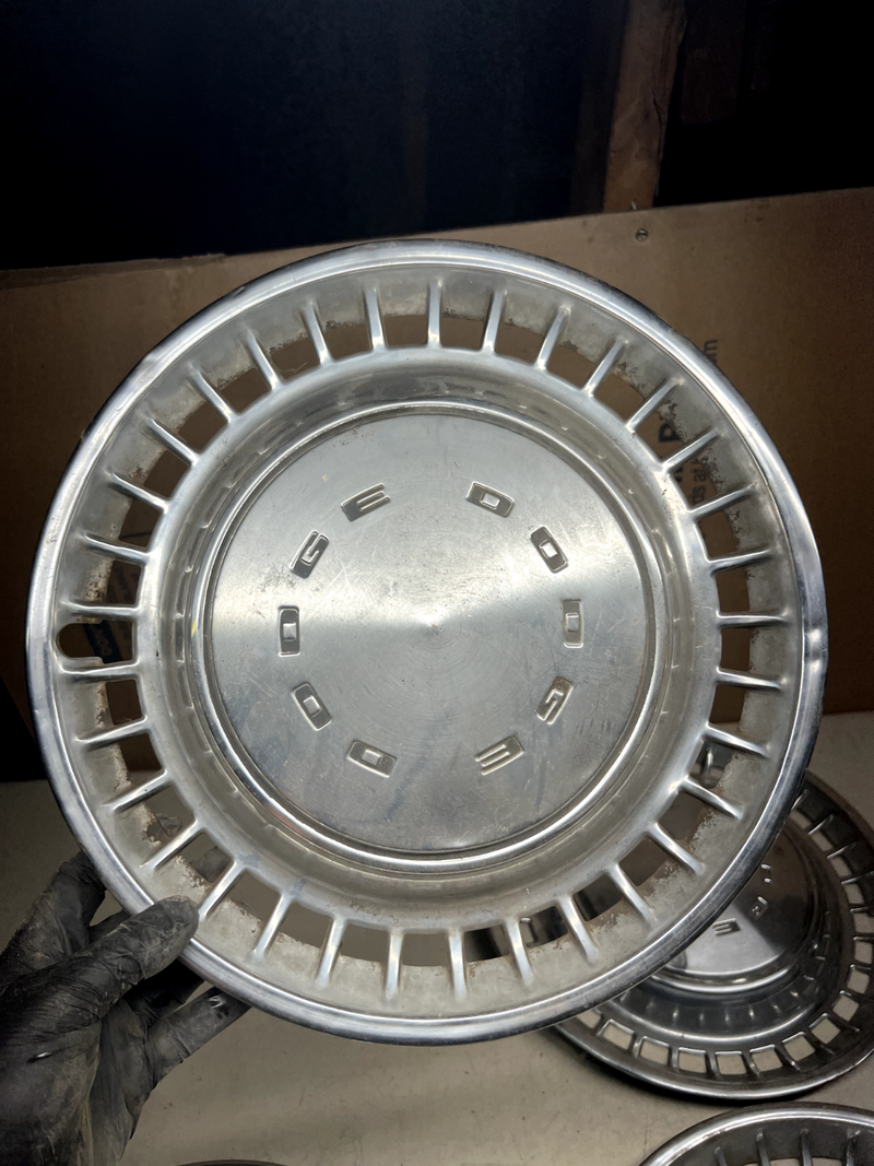 OEM 1972-76 Dodge Charger Van Challenger MOPAR Set 4 Hubcaps Good Shape U3B-11