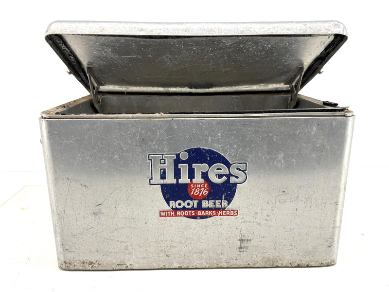 Vintage 1950s Hires Root Beer Metal Advertising Cooler Ice Chest Aluminum Picnic