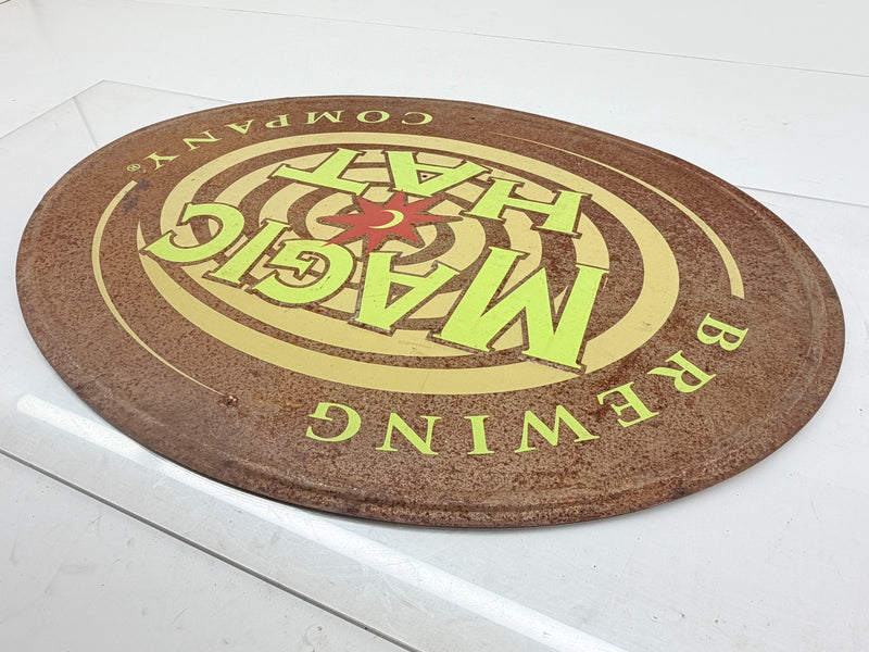 Rare Vintage 1990's Magic Hat Brewing Double Sided Oval Metal Sign Vermont Beer