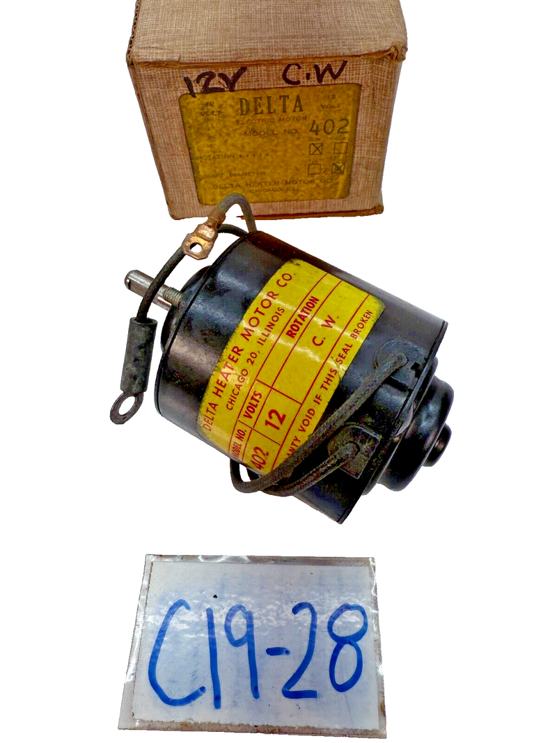 NOS DELTA HEATER MOTOR 402 - ROTATION CW - 5/16" SHAFT - 12V C19-28