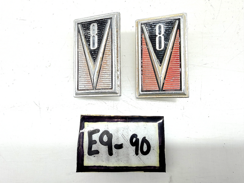 OEM 1965 Ford Mercury Comet V8 Fender Emblems Ornaments Trim Pair E9-90