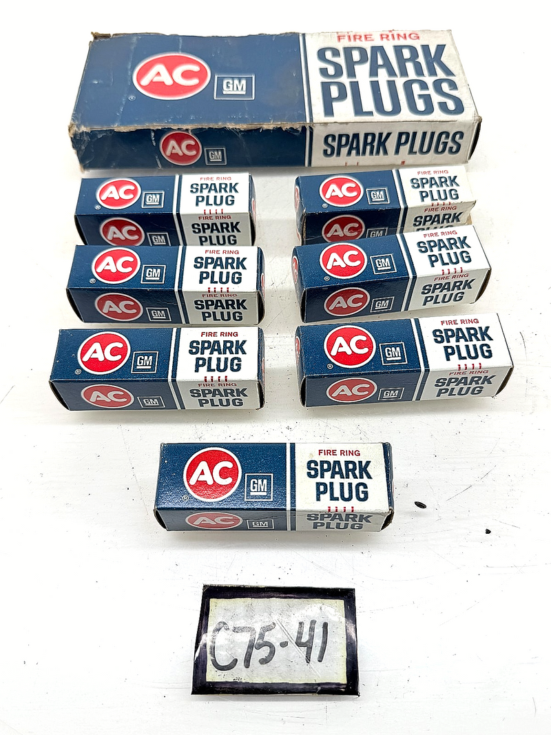 (7) NOS 1958 - 1965 Chevy Impala 348 396 AC 46N Fire Ring Spark Plugs 24 C75-41