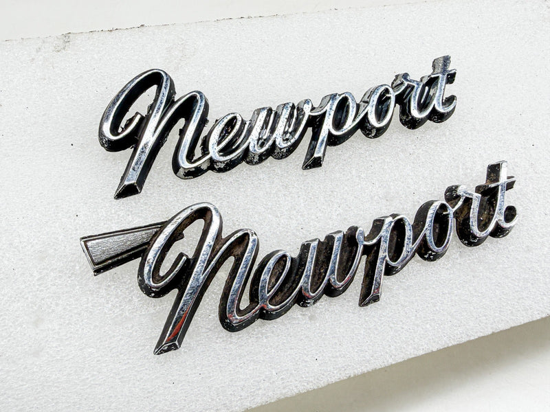 OEM 1966 - 1971 CHRYSLER NEWPORT SCRIPT EMBLEMS MOPAR 2901358 2605362 E10-66