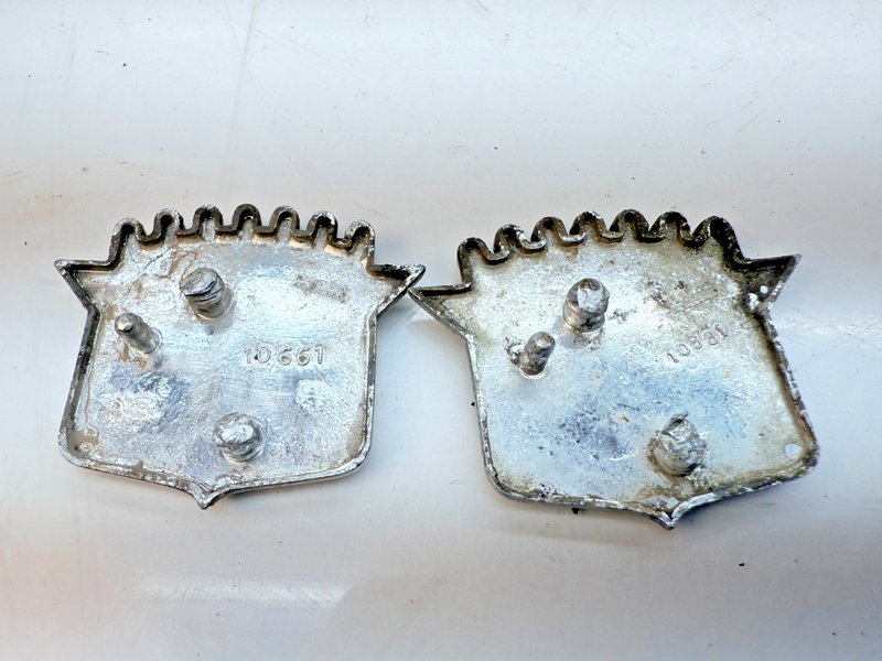 OEM 1960's - 1970's CADILLAC PAIR of Crest Wheelcover Badge Emblem 10661 E5-52