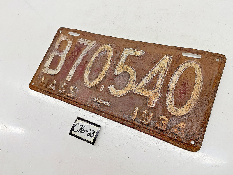 Orig. Paint 1934 B70540 Massachusetts License Plate Sign MA B70.540 C76-23