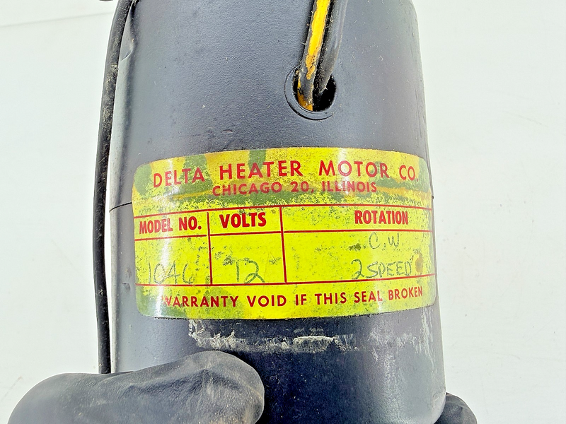 NOS DELTA HEATER MOTOR 1046 - ROTATION CW 2 SPEED - 5/16" SHAFT - 12V C74-7