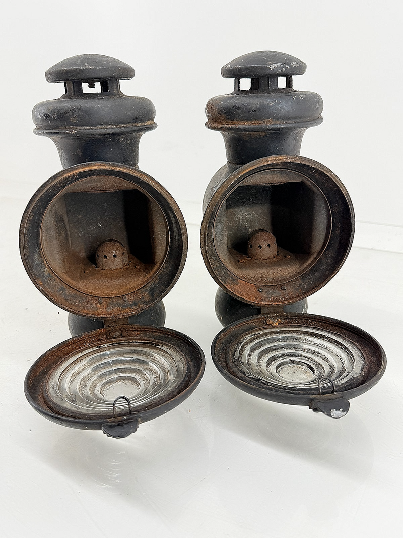 PAIR Authentic Early 20th Century Ford Model T Kerosene Side (Cowl) Lamps C63-17