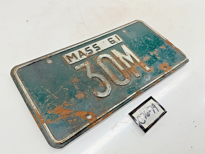 Orig. Paint 1961 30M Massachusetts License Plate Sign MA 30M C76-79