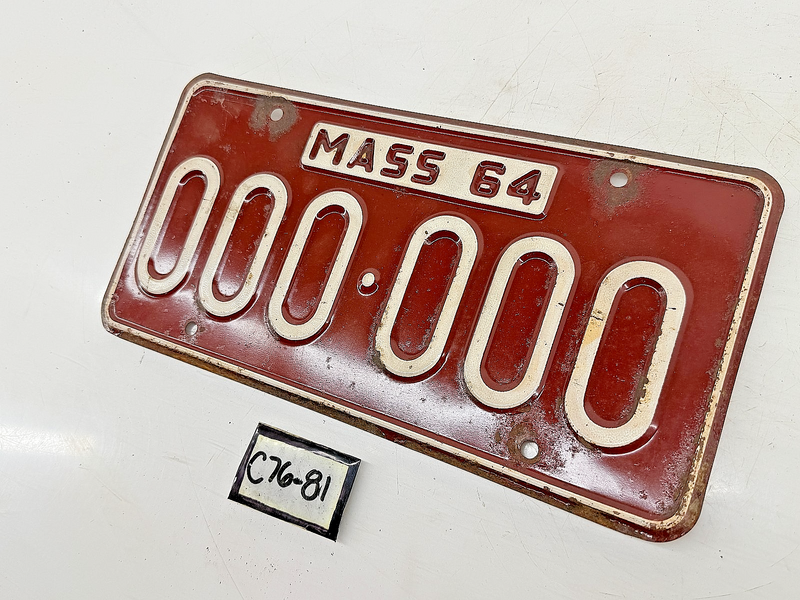 Orig. Paint 1964 SAMPLE 000000 Massachusetts License Plate MA 000-000 C76-81