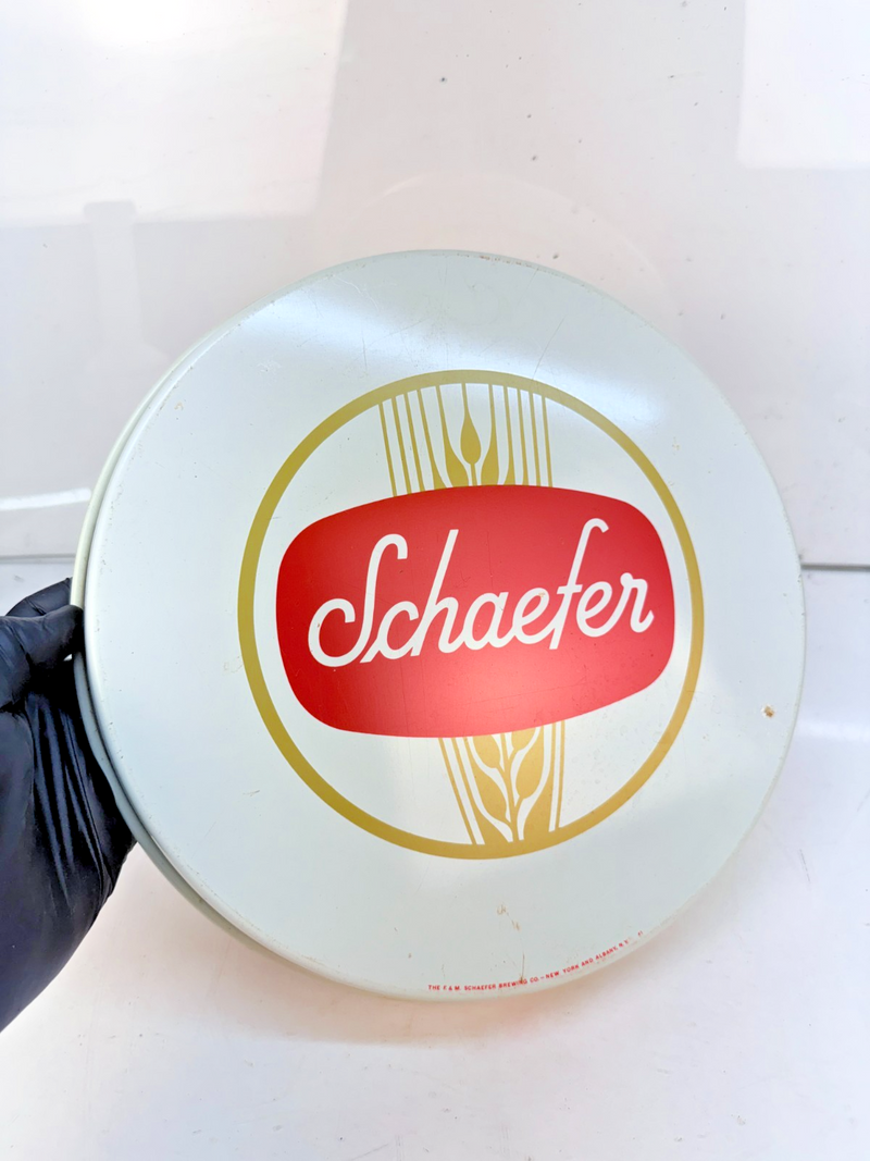 Vintage ORIGINAL Schaefer Beer Metal Serving 12" Tray Mancave BAR Tray-4
