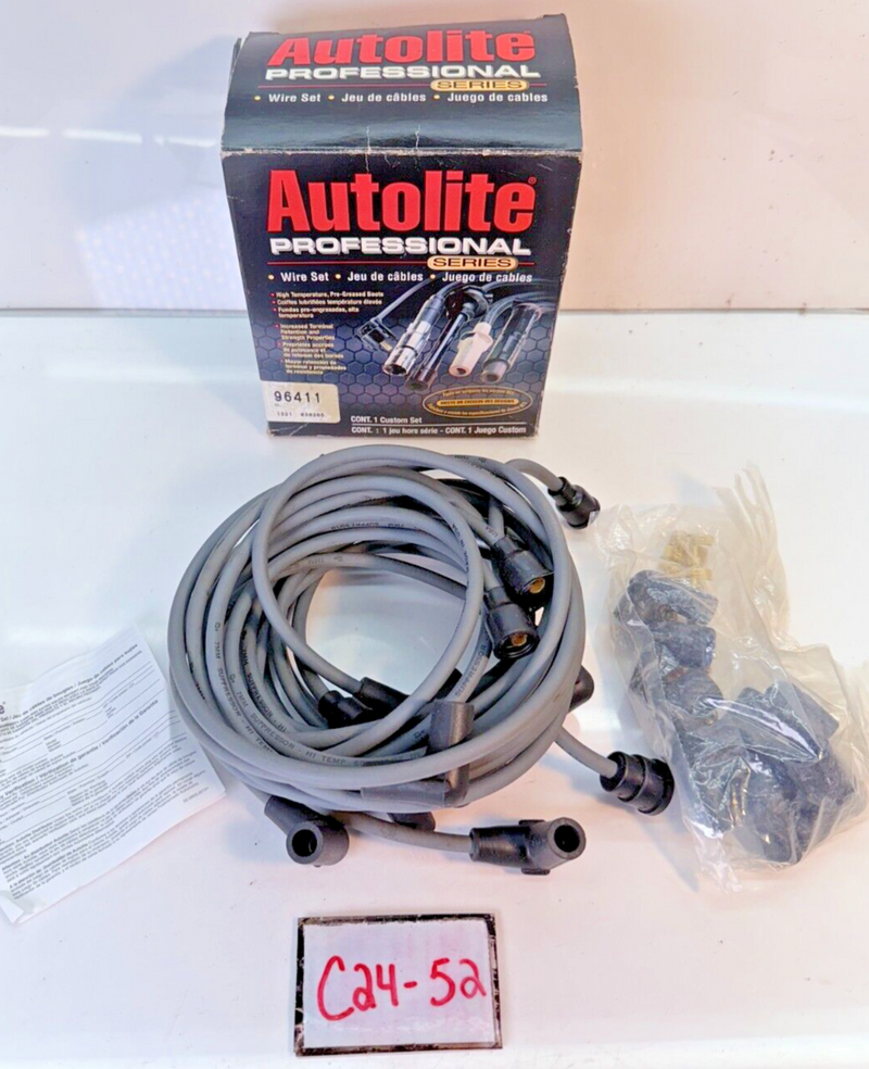 NOS Autolite Professional Spark Plug Wire Set 7mm Black 96411 C24-52