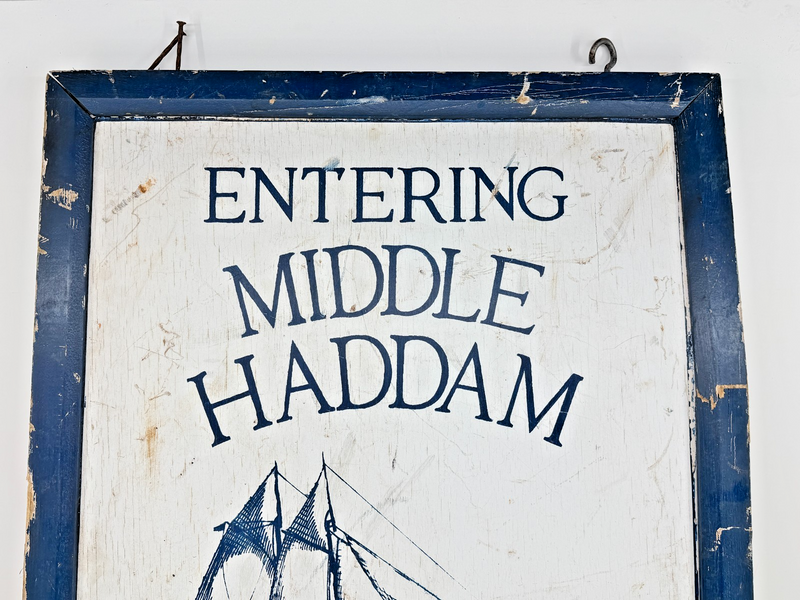 Vintage 2-Sided 2'x3' Wood Sign Entering/Leaving Middle Haddam Historic District