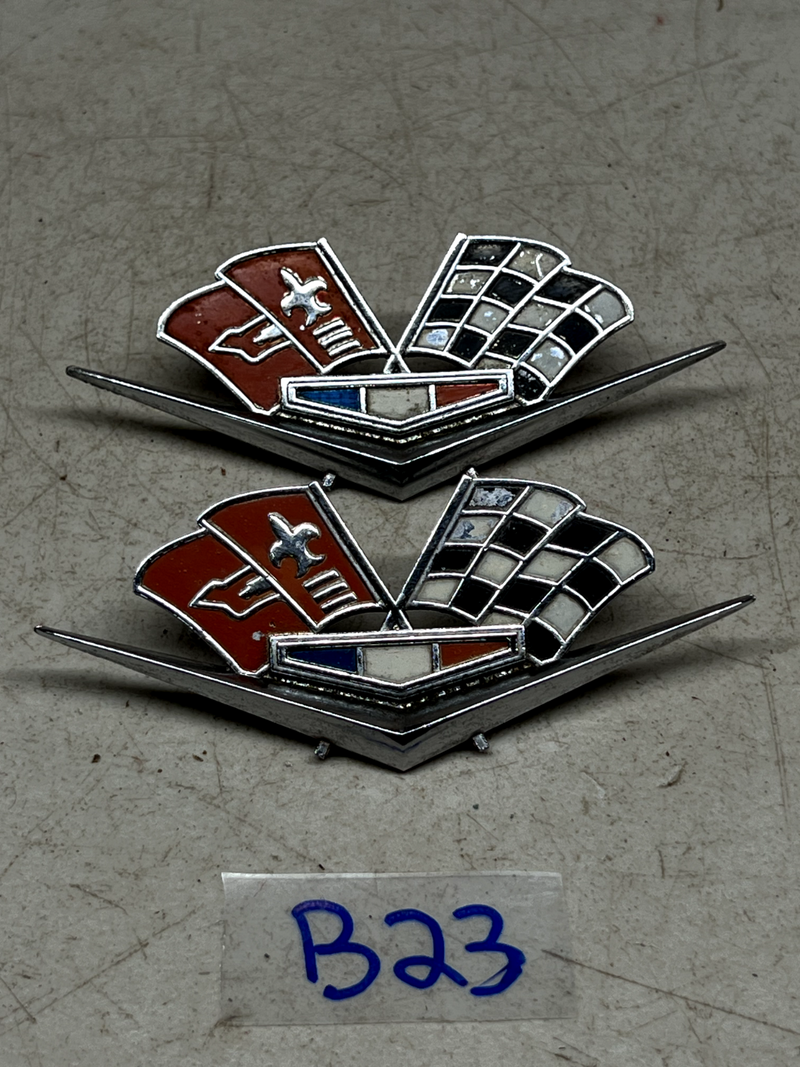 OEM 1962-1963 Chrome Front Fender Flag Emblem Impala Bel Air Corvette B24-15