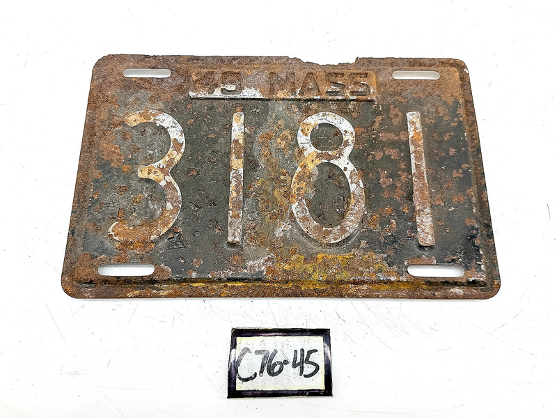 Vintage 1949 3181 Massachusetts License Plate Sign MA 3181 C76-45