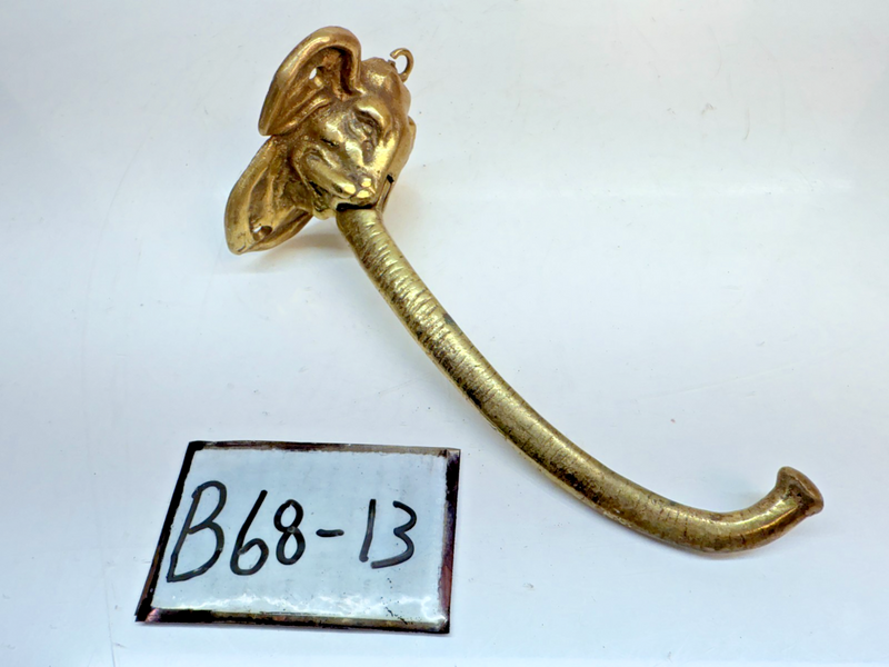 VINTAGE ANTIQUE BRASS ELEPHANT LONG TRUNK DOOR KNOCKER 7" B68-13