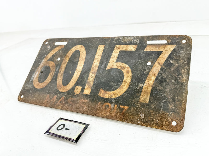 Orig. Paint 1917 60157 Massachusetts License Plate Sign MA 60 157 O-505