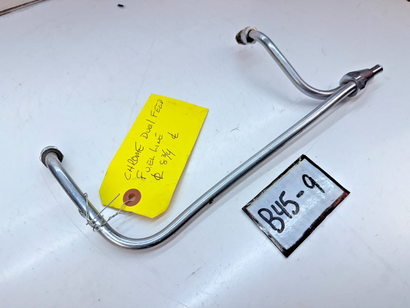USED Dual Feed Fuel Line Chrome Holley Carburetor 4150 Double Pumper SBC B45-9