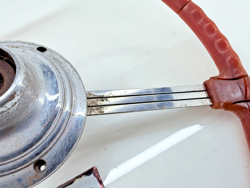 Vintage ORIGINAL 1939 BUICK 8 EIGHT CHROME Flat Bar BANJO STEERING WHEEL SW-20