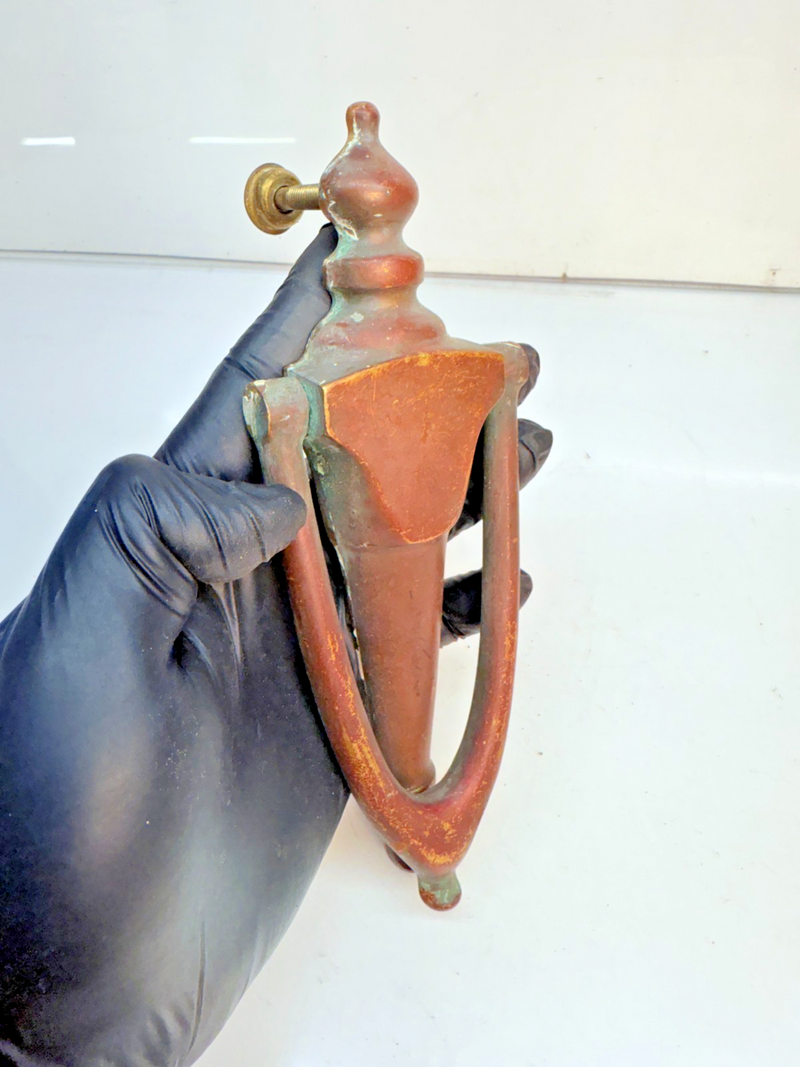 VINTAGE ANTIQUE 1920'S - 1940's BRASS TALL FEDERAL STYLE DOOR KNOCKER 8" B68-12
