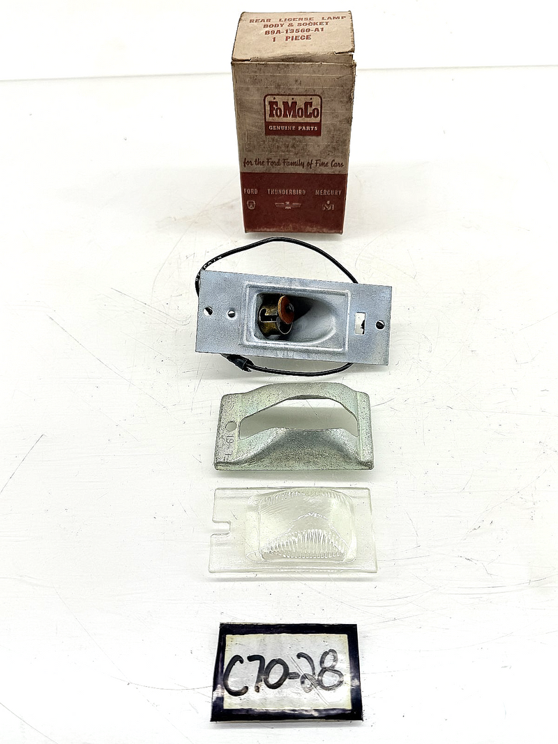 NOS 1959 - 1963 Ford Galaxie Rear License Lamp Body & Socket B9A-13560-A1 C70-28