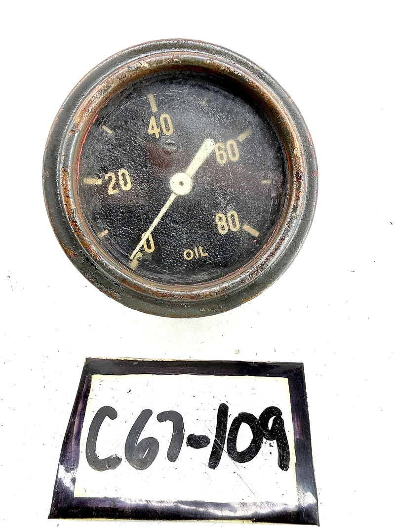 OEM 1940's Ford GPW Jeep Willys MB M38 Oil Pressure Gauge 0-80 PSI WWII C67-109