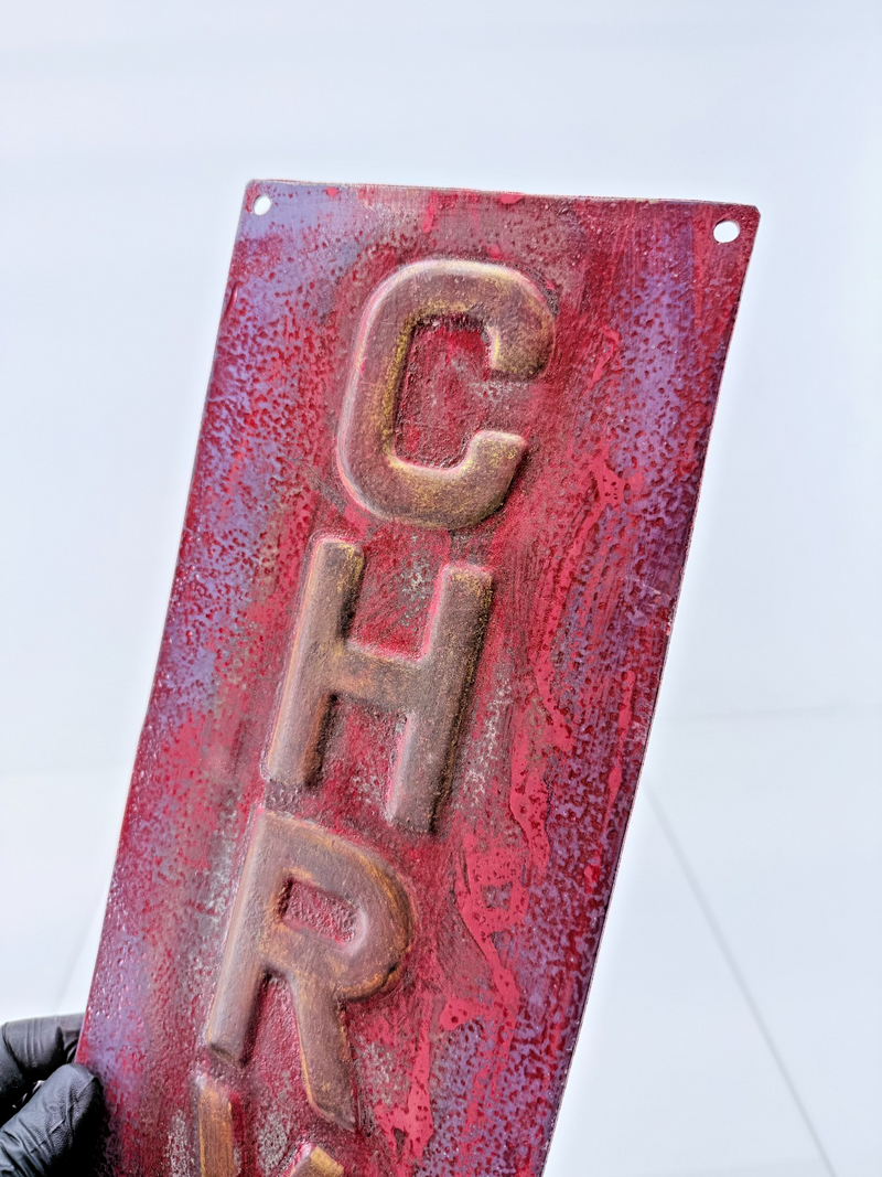 RARE Vintage Original Chrysler Metal Sign Embossed Letters ManCave Garage 29x6