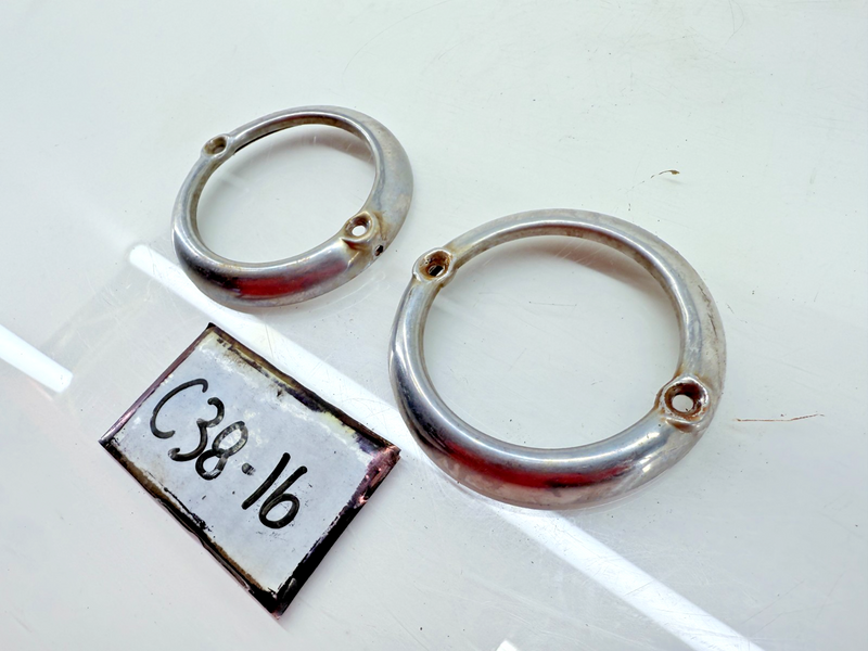 ORIGINAL PAIR CHROME GRILL BEZELS WILLYS JEEP CJ3B & TRUCKS C38-16