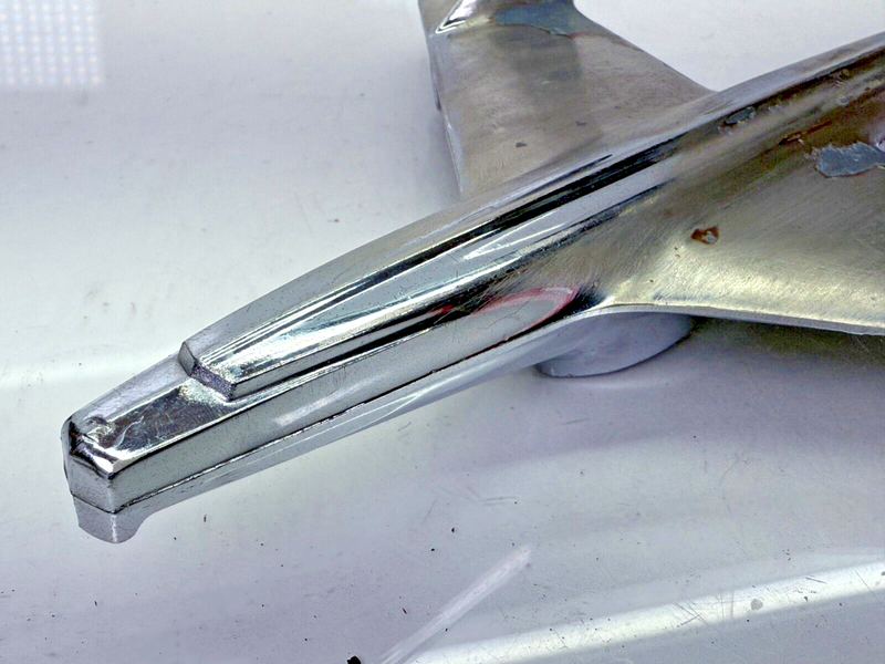 Vintage OEM 1955 Chevy Bel Air Jet Hood Ornament 3709685 Rat Rod Man Cave B51-7