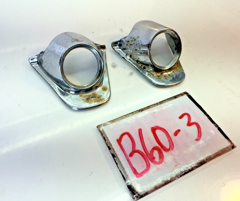 OEM 1960 Chevy Impala El Camino PAIR Chrome Windshield Wiper Escutcheon 60 B60-3