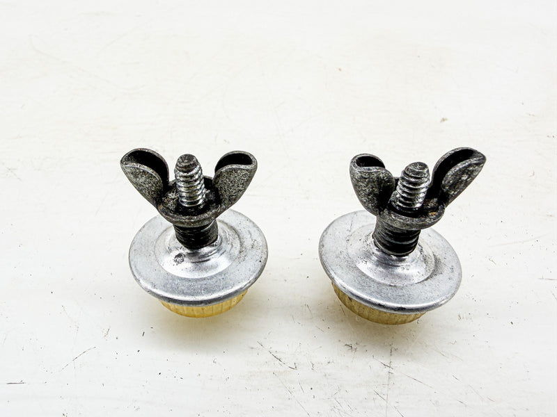 VINTAGE 1930S - 1950S CLEAR AMBER JEWEL LICENSE FASTENERS PAIR C79-18