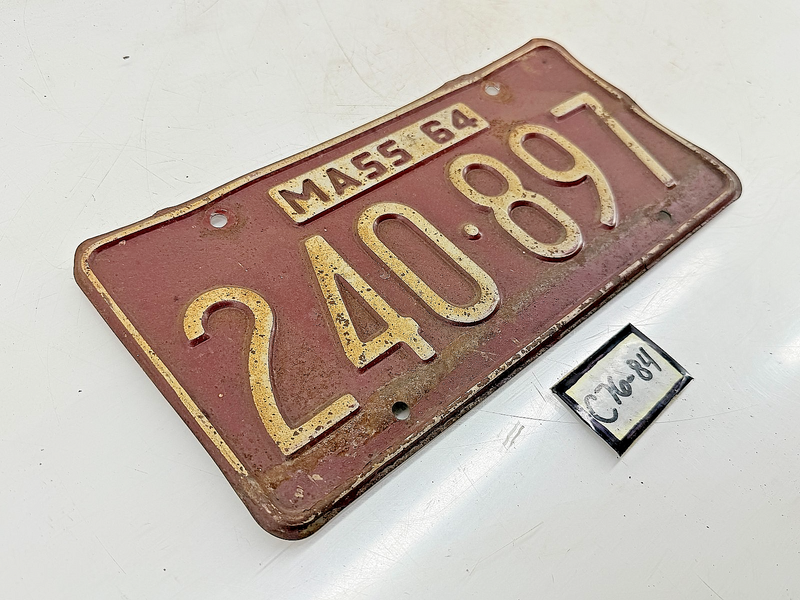 Vintage 1964 240897 Massachusetts License Plate Sign MA 240-897 C76-84