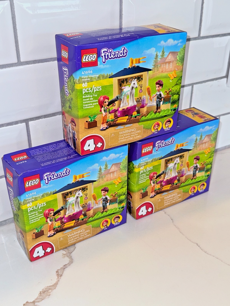 Bundle of Three (3) LEGO FRIENDS Party Favor Treats Pony Washing Table 41696 HB1