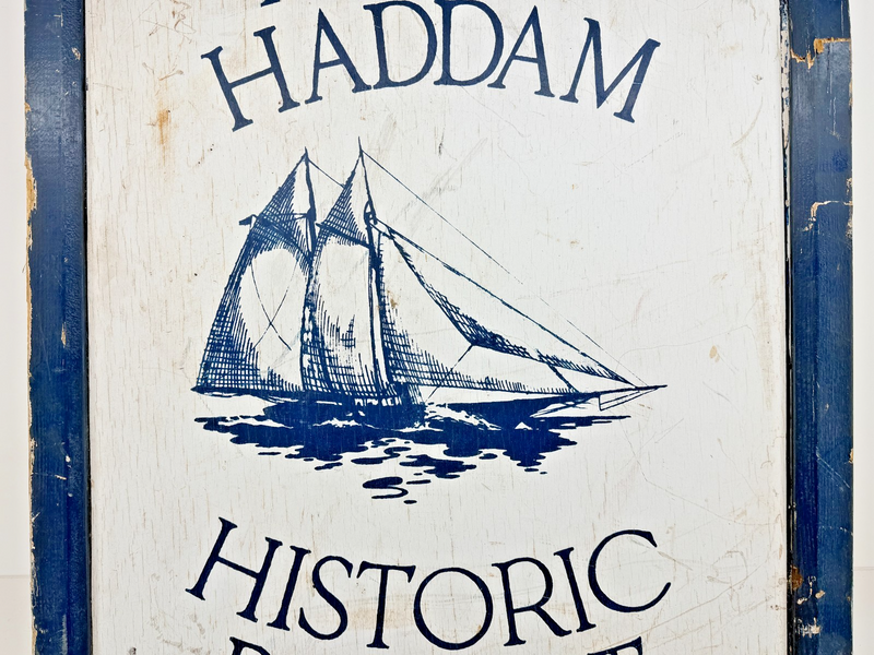 Vintage 2-Sided 2'x3' Wood Sign Entering/Leaving Middle Haddam Historic District
